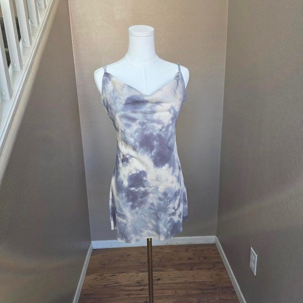 Nasty Gal Lavender and Cream Tie-Dye Cowl Slip Dress